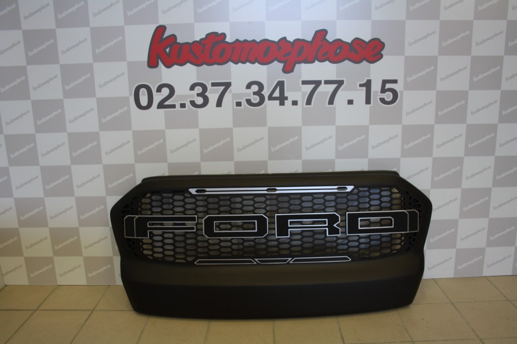 Calandre RAPTOR Noir liserés Argent Grand modèle pour FORD RANGER