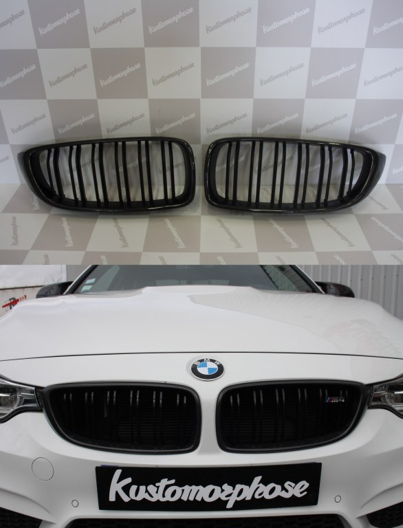 Max auto Carbon - Grille de calandre performance - En carbone véritable -  Grands coins - Pour pare-choc avant BMW M3 F80 M4 F82 F83.