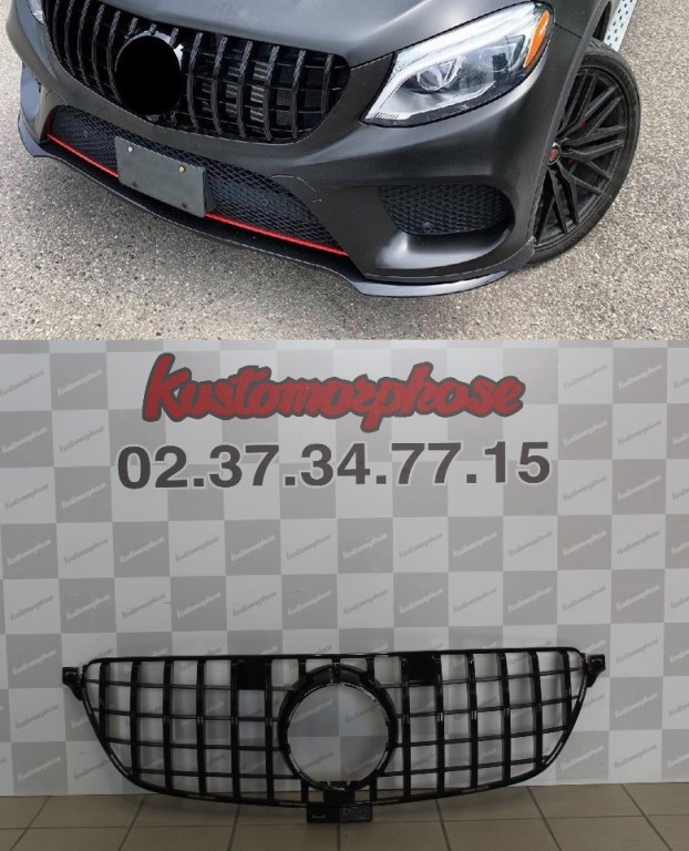 Calandre Noire Brillante Style Panamericana GT Pour Mercedes Classe A W177 (2018-10/2022) - Compatible, Préparée Pour Aide Au Stationnement
