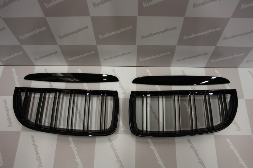 GRILLE CALANDRE BMW E90 E91 05-08 double passerelle NOIR BRILLANT Set de 4  pièces - Speed Wheel