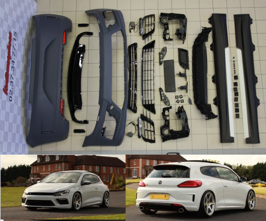 KIT CARROSSERIE R20 POUR VW SCIROCCO - PARECHOC AVANT ARRIERE BAS DE CAISSE  ET FEUX DE JOUR