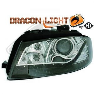 phares à LED diurnes, DragonLights, noir A3,