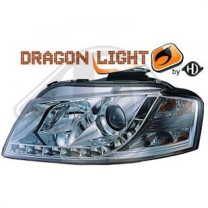 phares à LED diurnes, DragonLights, chrome A3
