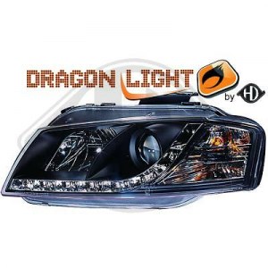 phares à LED diurnes, DragonLights, noir AUDI A3