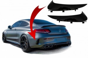 ailettes de pare-chocs arrières en noir brillant pour Mercedes Classe C c205 Coupé cabrio avec pack AMG