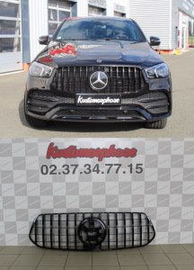 Calandre GT-R AMG Panamericana Full Noir pour Mercedes GLE Facelift (W167/C167) 2019+ pour pare choc AMG line