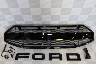 Calandre style Raptor noir brillant avec 3 led Ford Transit Custom 2024+