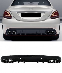 Diffuseur arrière avec échappements chrome Mercedes Classe C W205 S205 Look C43 AMG 2014-2020