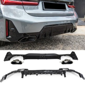 Diffuseur arrière noir brillant type M-performance avec Embout échappement chrome BMW G20-21 LCI 2022+