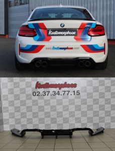 Diffuseur arrière noir brillant MTC Style Bmw M2 F87 et M2 Compétition