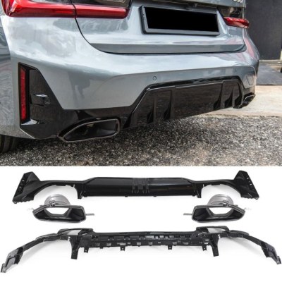 Diffuseur arrière noir brillant type M-performance avec Embout échappement Noir  