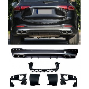 Diffuseur arrière + sorties d’échappements carré chromé Mercedes GLE W167 SUV Look GLE 63 AMG 