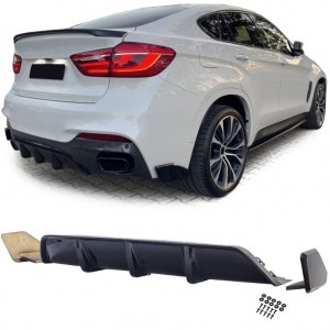 Diffuseur de pare-chocs arrière look M-Performance pour BMW X6 F16 (2014-2019)- Noir brillant