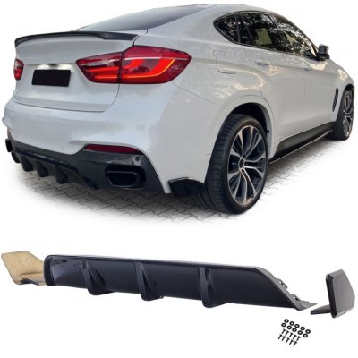 Diffuseur de pare-chocs arrière look M-Performance pour BMW X6 F16 (2014-2019)- Noir brillant