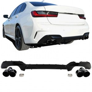 Diffuseur arrière 4 sorties M Performance pour BMW série 3 G20 G21 pack M+ embout noir