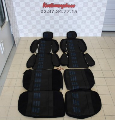 Ensemble garnitures de sièges complet tissu Alain Oreille fanion Bleu Renault 5 gt turbo phase 2