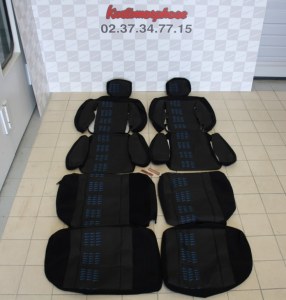 Ensemble garnitures de sièges complet tissu Alain Oreille fanion Bleu Renault 5 gt turbo phase 2