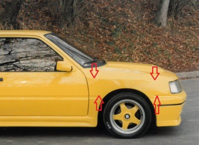 Jeu de 2 extensions d'ailes avant 3 portes "Squale" pour Peugeot 309