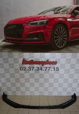 Lame de pare choc avant pour Audi A5 F5 (2017-2019) Noir brillant 3 parties