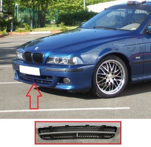 Grille central pour pare choc avant BMW E39 Pack M avec pièce vertical en T et clips