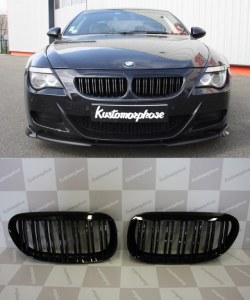 Grille de Calandre noir brillant double baton look M4 BMW serie 6 E63 E64