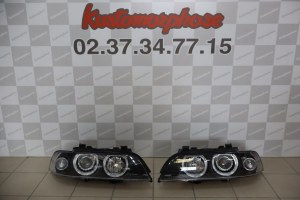 Feu avant Optique angel eyes fume noir BMW E39 de 95 à 00 