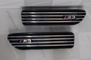 Grilles d’ailes look BMW M3 E46 Noir et chrome avec logos M3