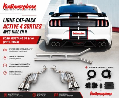 Ligne Cat-Back Active 4 Sorties avec Tube en H pour Ford Mustang GT & V6 (2015-2023)