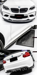 Pack 3 carbone Lame Splitter avant, Lame de bas de caisse, diffuseurs arrière avec coin, aileron BMW M2 F87