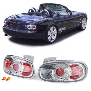 Paire de feux arrière en verre transparent chromés pour Mazda MX5 NB 98-05