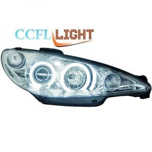 Paire de Phare Angel eyes CCFL chrome Peugeot 206