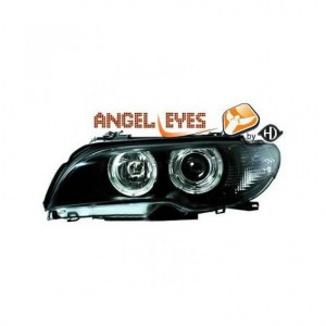 Paire de phare avant noir Angel Eyes BMW E46 coupé / cabriolet phase 2