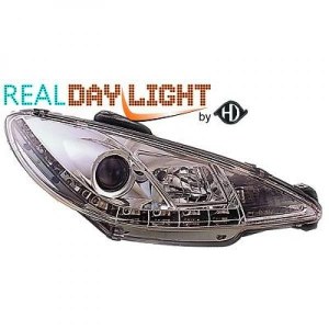 Paire de Phare Dragon Light fond chrome Peugeot 206