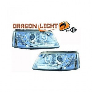 Phare avant VW transporteur T5 2003-2009 Dragon-Lights Chrome avec clignotant led