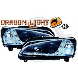 Phare Dragon Light fond noir Peugeot 106