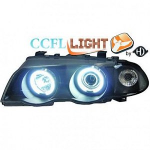 Pack phare avant noir Angel Eyes CCFL avec clignotant BMW E46 Berline phase 1