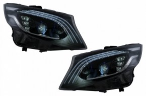 Phares Full LED pour Mercedes Classe V Vito W447 (2016-2020) Noir