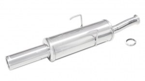 Silencieux d'échappement en acier inoxydable avec sortie d'échappement diam. 80mm bord roulé pour Peugeot 405 après1992