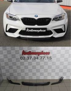 splitter carbone pare choc avant en 3 partie pour BMW M2 F87 et M2 Compétition 